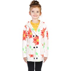 Flowers Art T- Shirtflowers T- Shirt (2) Kids  Double Breasted Button Coat