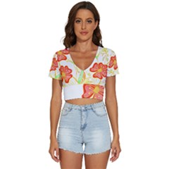 Flowers Art T- Shirtflowers T- Shirt (23) V-neck Crop Top