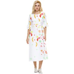 Flowers Art T- Shirtflowers T- Shirt (6) Double Cuff Midi Dress