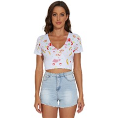 Flowers Art T- Shirtflowers T- Shirt (6) V-Neck Crop Top