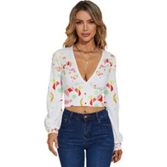 Flowers Art T- Shirtflowers T- Shirt (6) Long Sleeve Deep-V Velour Top