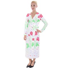 Flowers Illustration T- Shirtflowers T- Shirt (3) Velvet Maxi Wrap Dress