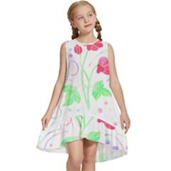 Flowers Illustration T- Shirtflowers T- Shirt (3) Kids  Frill Swing Dress