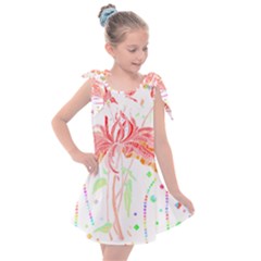 Flowers Illustration T- Shirtflowers T- Shirt (4) Kids  Tie Up Tunic Dress by maxcute