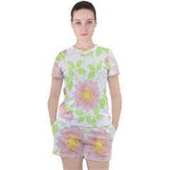 Flowers Illustration T- Shirtflowers T- Shirt (8) Women s Tee And Shorts Set