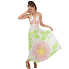 Flowers Illustration T- Shirtflowers T- Shirt (8) Backless Maxi Beach Dress