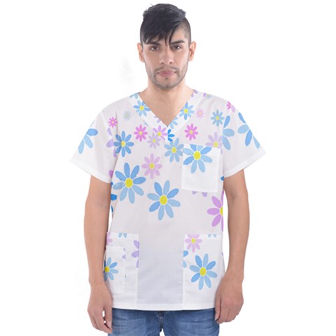 Flowers Illustration T- Shirtflowers T- Shirt (9) Men s V-neck Scrub Top by maxcute