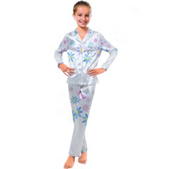 Flowers Illustration T- Shirtflowers T- Shirt (9) Kid s Satin Long Sleeve Pajamas Set by maxcute