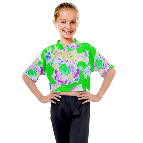 Flowers T- Shirt Abstract Flowers Kids Mock Neck Tee by maxcute