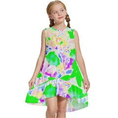 Flowers T- Shirt Abstract Flowers Kids  Frill Swing Dress