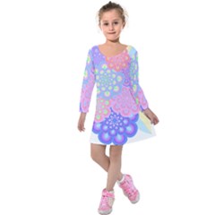 Flowers T- Shirt Flower Bouquet Pink, Purple, Blue T- Shirt Kids  Long Sleeve Velvet Dress by maxcute