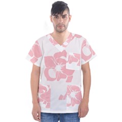 Flowers T- Shirt Flowers Pattern T- Shirt Men s V-neck Scrub Top