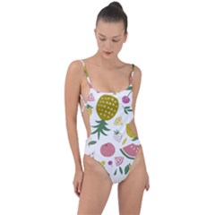 Fruits T- Shirt Funny Summer Fruits Collage Fruit Bright Colors T- Shirt Tie Strap One Piece Swimsuit