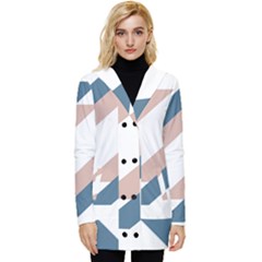 Geometric Abstract Art T- Shirt Mountain River Pattern Button Up Hooded Coat  by maxcute