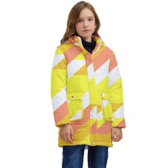 Geometric Abstract Art T- Shirt Sunrise Pattern Kid s Hooded Longline Puffer Jacket by maxcute