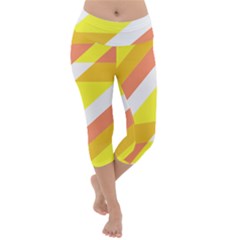 Geometric Abstract Art T- Shirt Sunrise Pattern Lightweight Velour Capri Yoga Leggings by maxcute