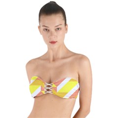 Geometric Abstract Art T- Shirt Sunrise Pattern Twist Bandeau Bikini Top by maxcute