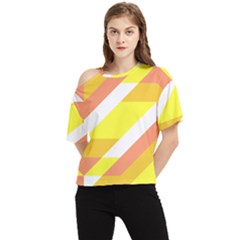 Geometric Abstract Art T- Shirt Sunrise Pattern One Shoulder Cut Out Tee by maxcute