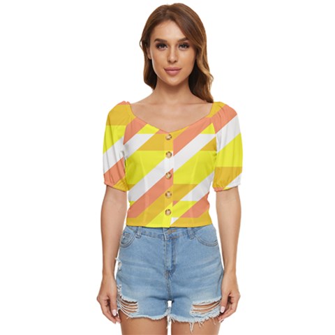 Geometric Abstract Art T- Shirt Sunrise Pattern Button Up Blouse by maxcute
