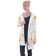 Giraffe Pattern T- Shirt Giraffes T- Shirt Longline Hooded Cardigan by maxcute