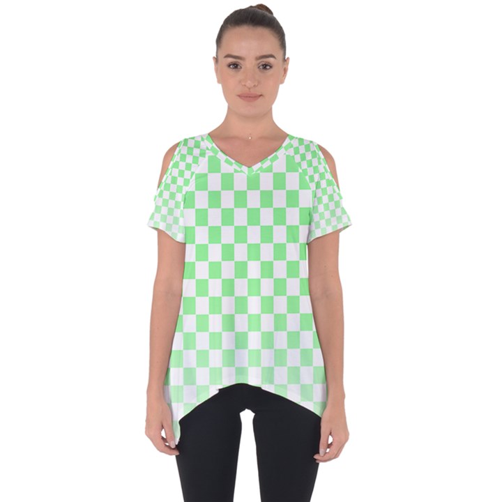 Green Checker T- Shirt Green Checker T- Shirt Cut Out Side Drop Tee