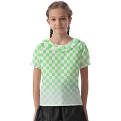 Green Checker T- Shirt Green Checker T- Shirt Kids  Frill Chiffon Blouse by maxcute