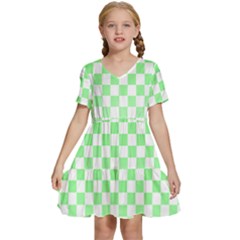 Green Checker T- Shirt Green Checker T- Shirt Kids  Short Sleeve Tiered Mini Dress by maxcute