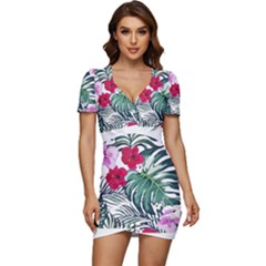 Hawaii T- Shirt Hawaii Antler Garden T- Shirt Low Cut Cap Sleeve Mini Dress by maxcute