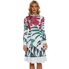 Hawaii T- Shirt Hawaii Branch Garden T- Shirt Long Sleeve Shirt Collar A-line Dress