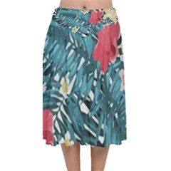 Hawaii T- Shirt Hawaii Floral Fashion T- Shirt Velvet Flared Midi Skirt