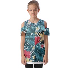 Hawaii T- Shirt Hawaii Floral Fashion T- Shirt Fold Over Open Sleeve Top by maxcute