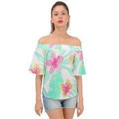 Hawaii T- Shirt Hawaii Flower Pattern T- Shirt Off Shoulder Short Sleeve Top by maxcute