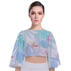 Hawaii T- Shirt Hawaii Flowers Creative T- Shirt Tie Back Butterfly Sleeve Chiffon Top by maxcute