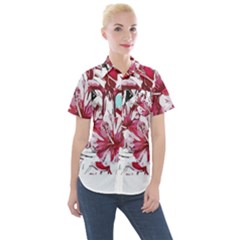 Hawaii T- Shirt Hawaii Indian Flower Modern T- Shirt Women s Short Sleeve Pocket Shirt