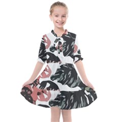 Hawaii T- Shirt Hawaii Krying Doors Pattern T- Shirt Kids  All Frills Chiffon Dress