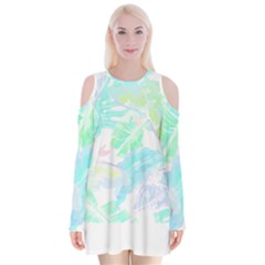 Hawaii T- Shirt Hawaii Sole Flowers T- Shirt Velvet Long Sleeve Shoulder Cutout Dress