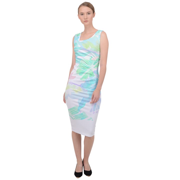 Hawaii T- Shirt Hawaii Sole Flowers T- Shirt Sleeveless Pencil Dress