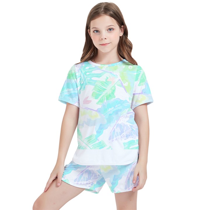 Hawaii T- Shirt Hawaii Sole Flowers T- Shirt Kids  Tee And Sports Shorts Set