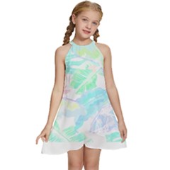 Hawaii T- Shirt Hawaii Sole Flowers T- Shirt Kids  Halter Collar Waist Tie Chiffon Dress