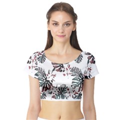 Hawaii T- Shirt Hawaii White Flowers T- Shirt Short Sleeve Crop Top by maxcute