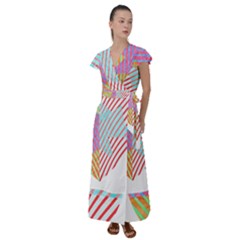 Heart Design T- Shirtheart T- Shirt (2) Flutter Sleeve Maxi Dress