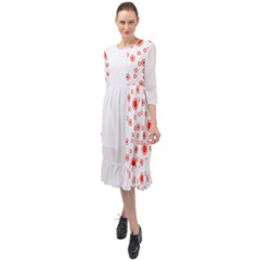 Heart Design T- Shirtheart T- Shirt Ruffle End Midi Chiffon Dress