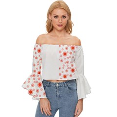 Heart Design T- Shirtheart T- Shirt Off Shoulder Flutter Bell Sleeve Top