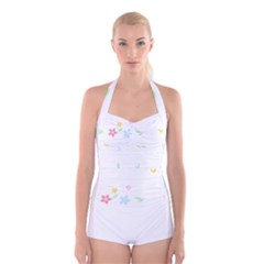 Hello Spring T- Shirt Happy Spring Yall Flowers Bloom Floral First Day Of Spring T- Shirt Boyleg Halter Swimsuit  by maxcute