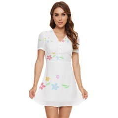 Hello Spring T- Shirt Happy Spring Yall Flowers Bloom Floral First Day Of Spring T- Shirt V-neck High Waist Chiffon Mini Dress by maxcute