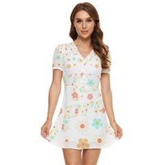 Hello Spring T- Shirt Hello Spring Trendy Easter Daisy Flower Cute Floral Pattern 3 V-neck High Waist Chiffon Mini Dress by maxcute