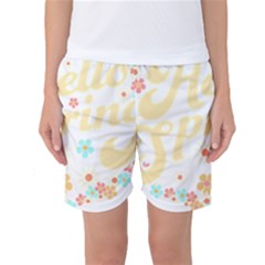 Hello Spring T- Shirt Hello Spring Trendy Easter Daisy Flower Cute Floral Pattern T- Shirt Women s Basketball Shorts