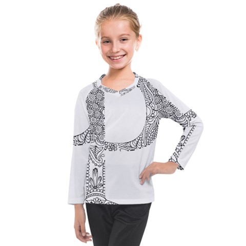 Henna Alphabet T- Shirt Henna Alphabet P Kids  Long Mesh Tee by maxcute