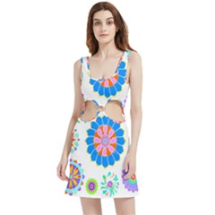 Hippie T- Shirt Psychedelic Floral Power Pattern T- Shirt Velour Cutout Dress by maxcute