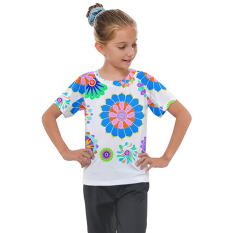 Hippie T- Shirt Psychedelic Floral Power Pattern T- Shirt Kids  Mesh Piece Tee by maxcute